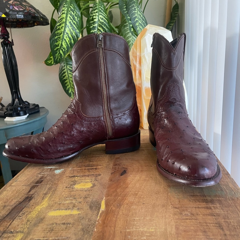 Tecovas Maroon Leather Cowboy Boots